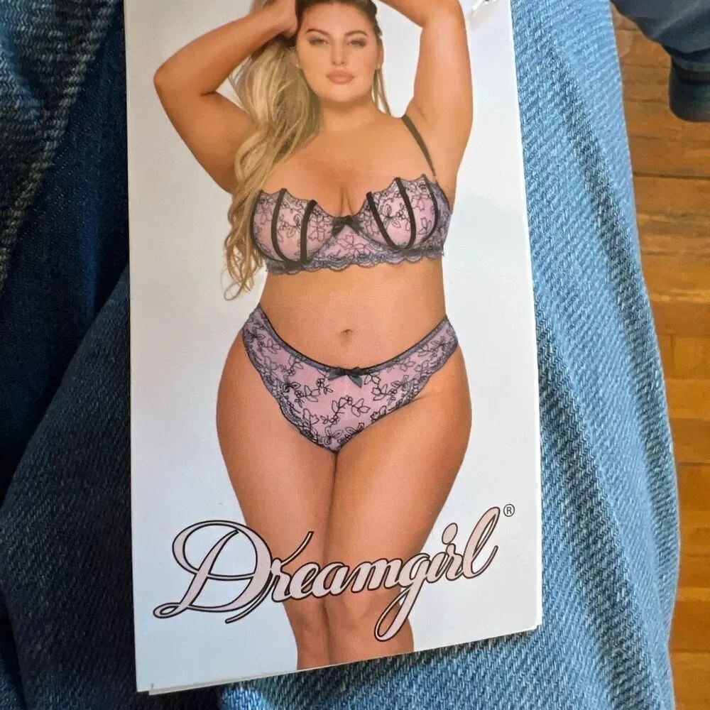 Dreamgirl Ariel Bra Set Lavender 12168X Plus Size 1X Nwt Valentines